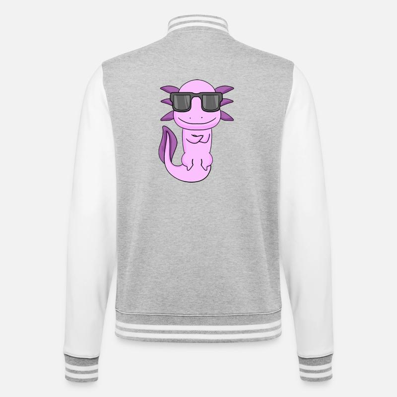 Axolotl with sunglasses - College Sweat Jacket - heather grey/white
