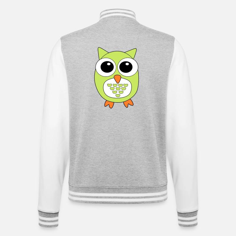 Eule grüne Eule - College-Sweatjacke - Grau meliert/Weiß