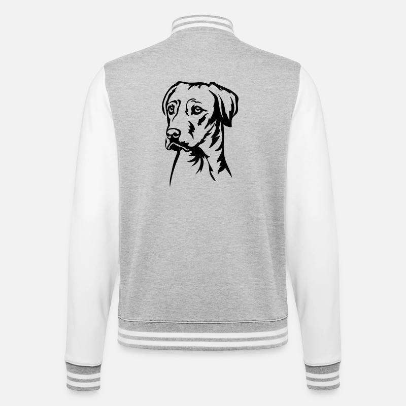Rhodesian Ridgeback Head - College Sweat Jacket - heather grey/white