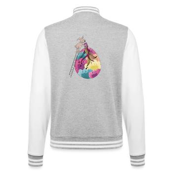 Easter & Easter Egg Colorful Illustration - College Sweat Jacket - heather grey/white - Back - Marisol (170cm)