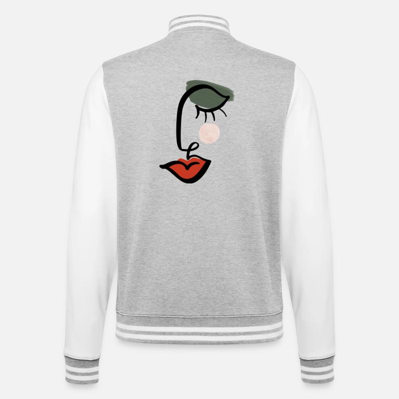 Abstraktes Gesicht einer Frau - College-Sweatjacke - Grau meliert/Weiß