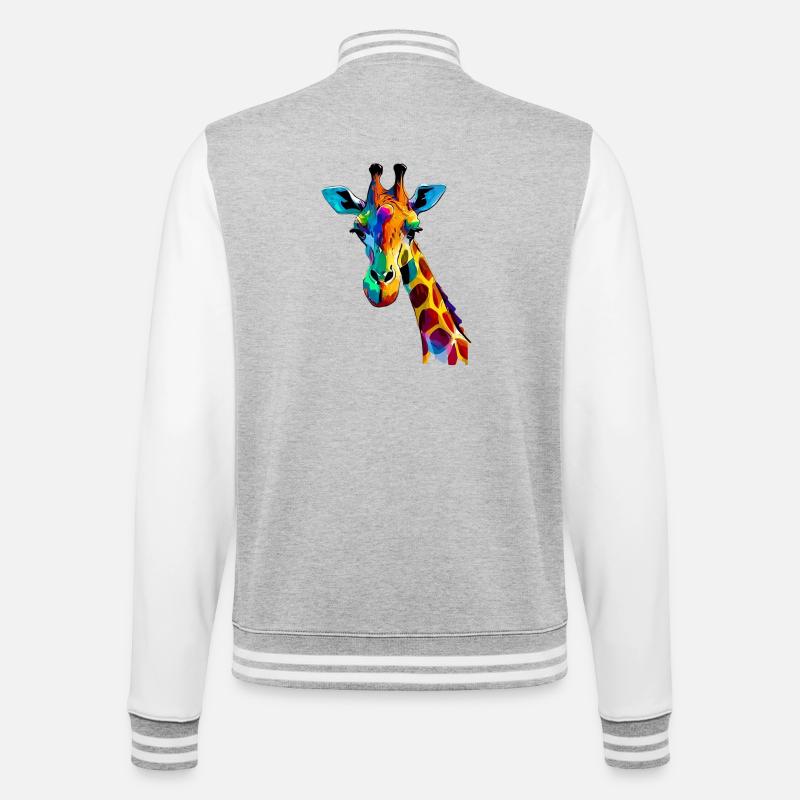 Giraffe - College-Sweatjacke - Grau meliert/Weiß