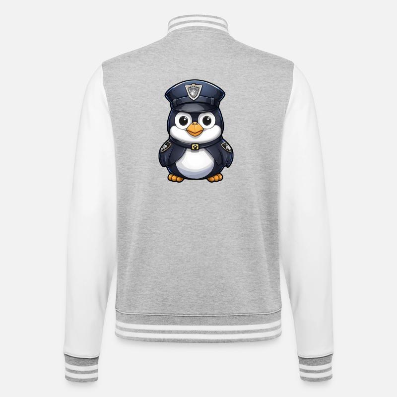 Polizei Pinguin - College-Sweatjacke - Grau meliert/Weiß