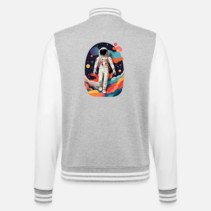 Bunte Astronauten Bild - College-Sweatjacke - Grau meliert/Weiß