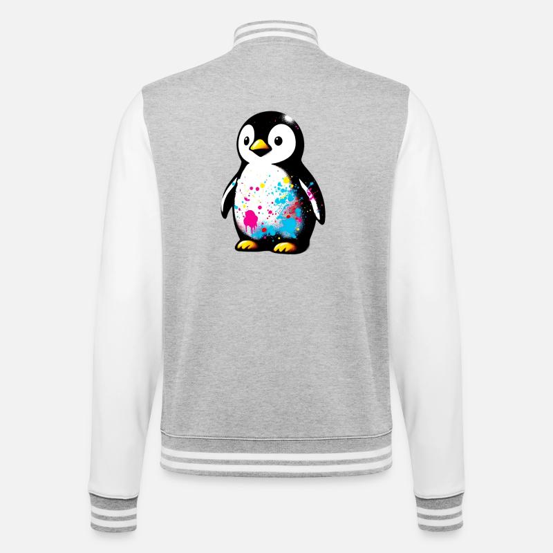 Pinguin - College-Sweatjacke - Grau meliert/Weiß