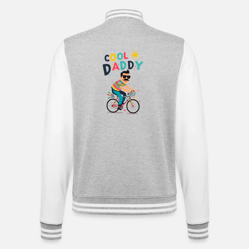 Lebendiges cooles Daddy-Radfahrer-Design - College-Sweatjacke - Grau meliert/Weiß