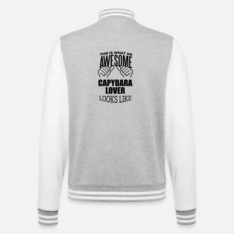 Capybara - College-Sweatjacke - Grau meliert/Weiß