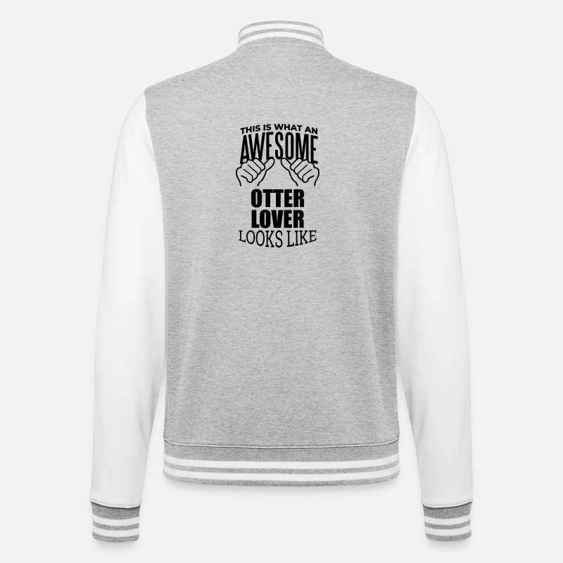 Otter - College-Sweatjacke - Grau meliert/Weiß