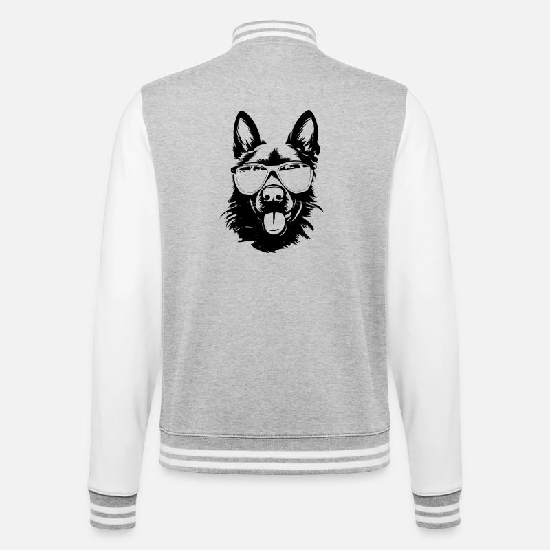 Cool German Shepherd - College Sweat Jacket - heather grey/white
