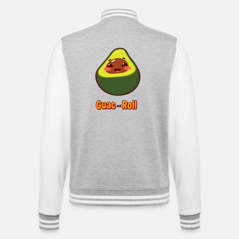 Guac and Roll Avocado Design - College Sweat Jacket - heather grey/white