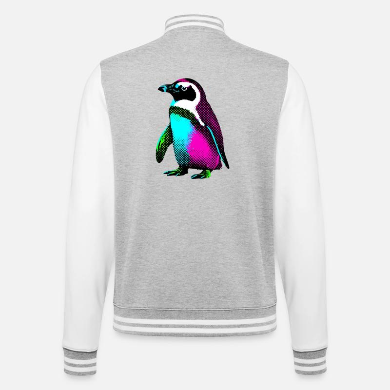 Pinguin - College-Sweatjacke - Grau meliert/Weiß