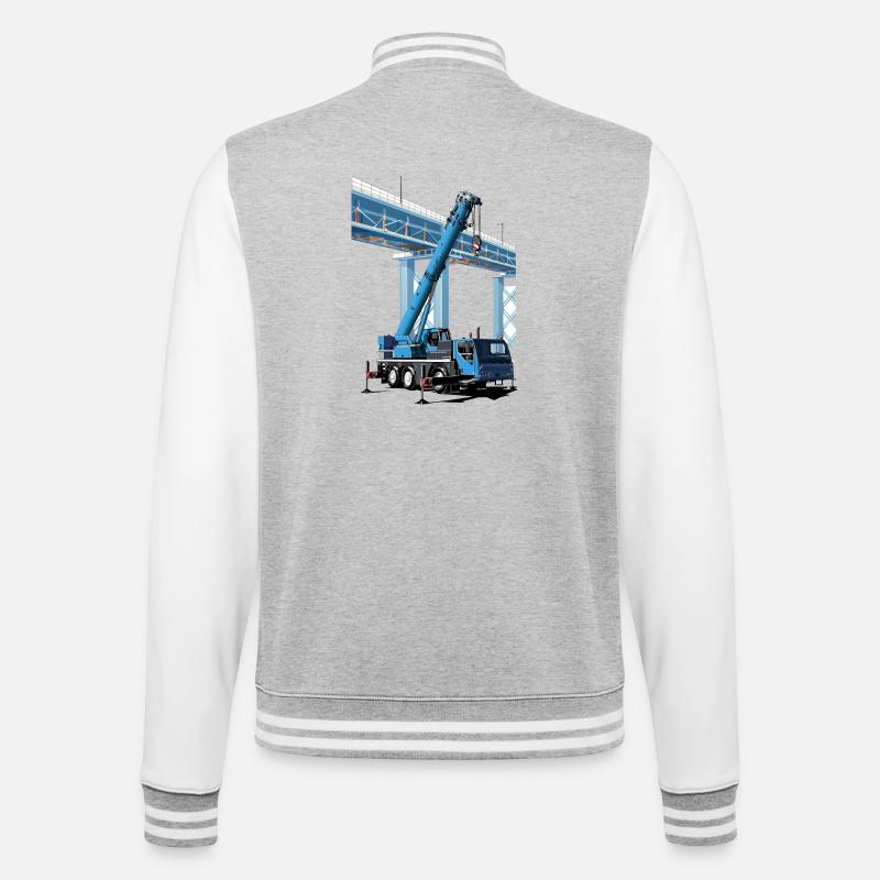 Mobile crane assembles bridge sections - College Sweat Jacket - heather grey/white
