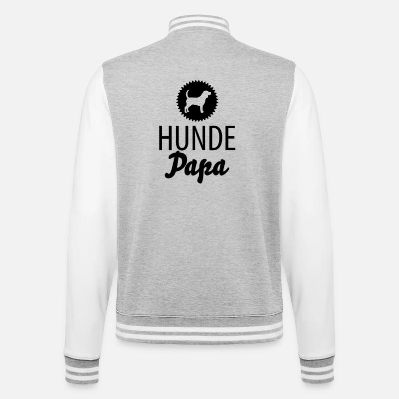 Hunde Papa - College-Sweatjacke - Grau meliert/Weiß