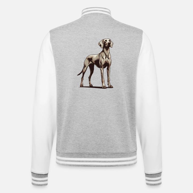 Weimaraner - College Sweat Jacket - heather grey/white