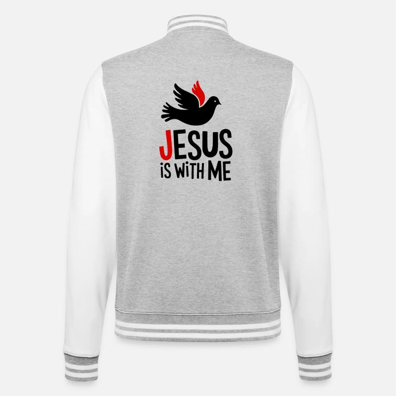 Jésus est avec moi - Veste Teddy - gris chiné / blanc