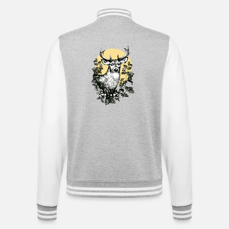 DEER - College Sweat Jacket - heather grey/white