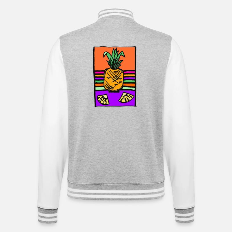 Pineapple Neon Illustration - College-Sweatjacke - Grau meliert/Weiß