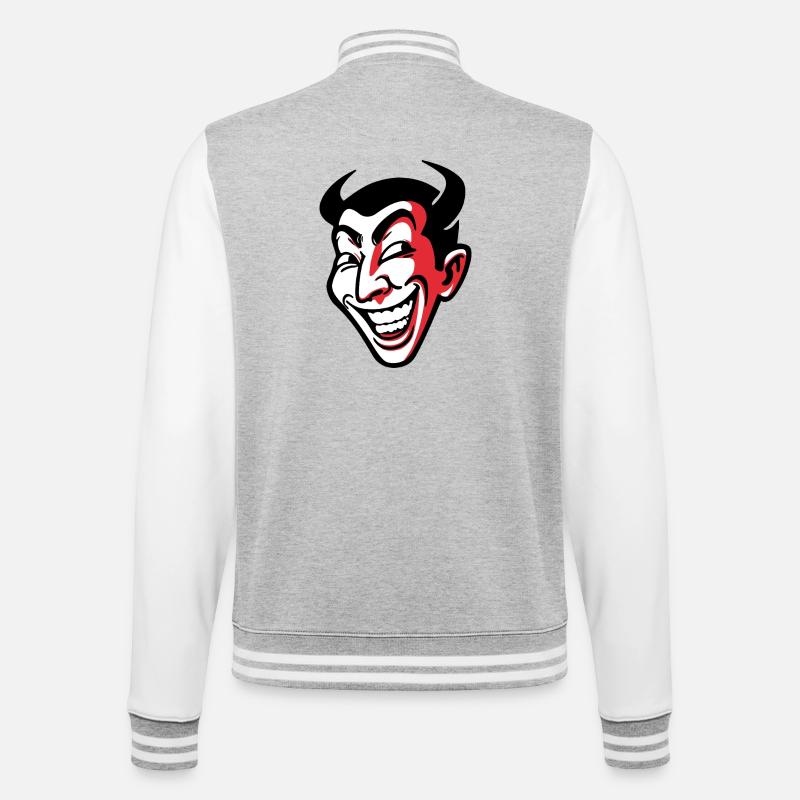 Expressive Smiling Comic Face Design - College Sweat Jacket - heather grey/white