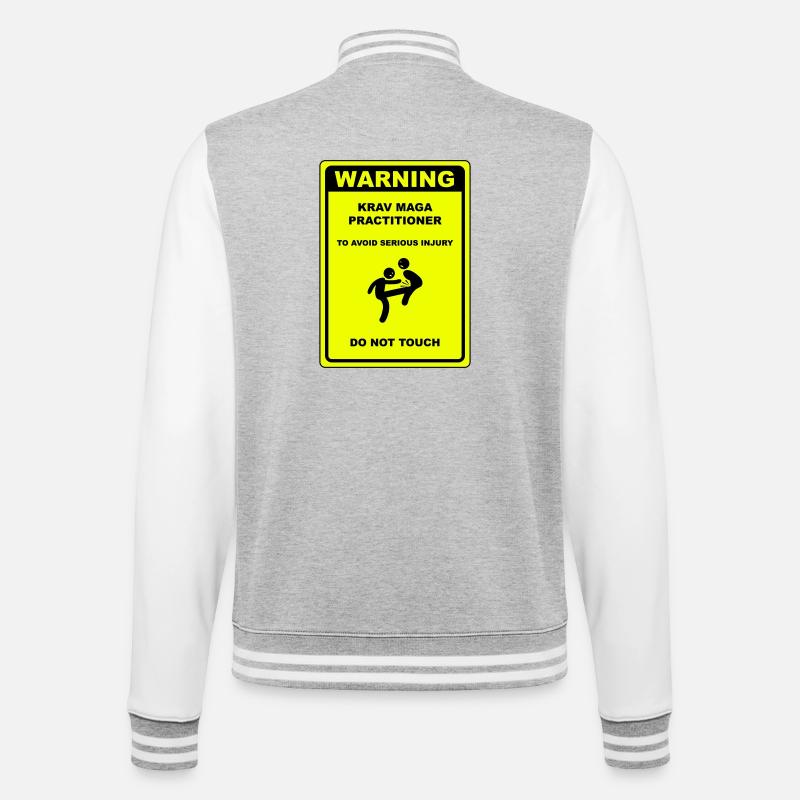 Warning! Krav Maga practitioner! - College Sweat Jacket - heather grey/white