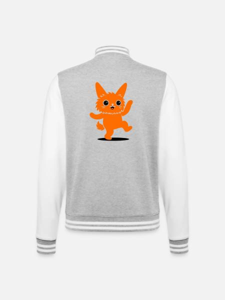 Funny animal character with big eyes - College Sweat Jacket - heather grey/white