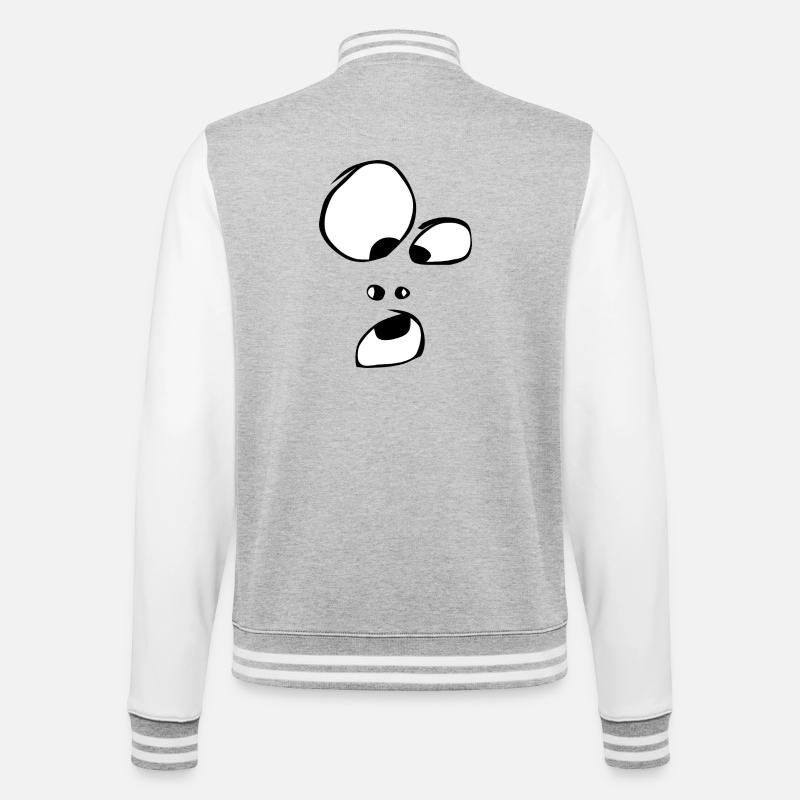 Powerful! Face Ghost Ghost Halloween Comic - College Sweat Jacket - heather grey/white
