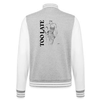 Zu spät - College-Sweatjacke - Grau meliert/Weiß - Hinten - Marisol (170cm)
