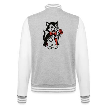 Chat Dracula avec bouquet de fleurs - Veste Teddy - gris chiné / blanc - Dos - Marisol (170cm)