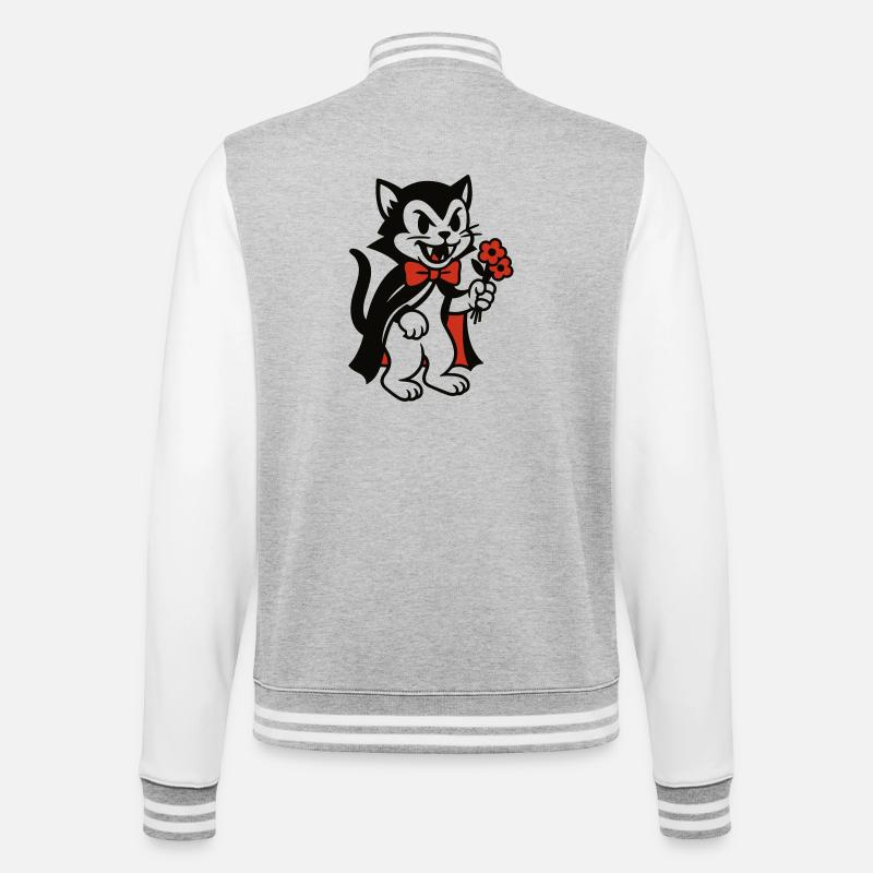 Dracula Kater mit Blumenstrauss - College-Sweatjacke - Grau meliert/Weiß