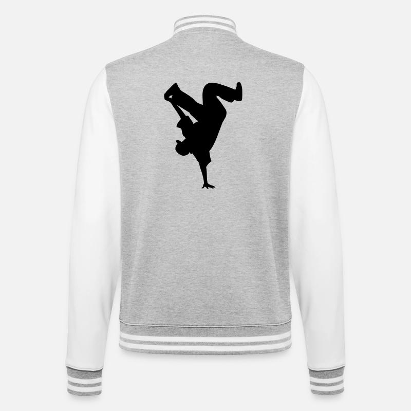 B-Boy Silhouette – Breakdance Power Move Handstand - College Sweat Jacket - heather grey/white