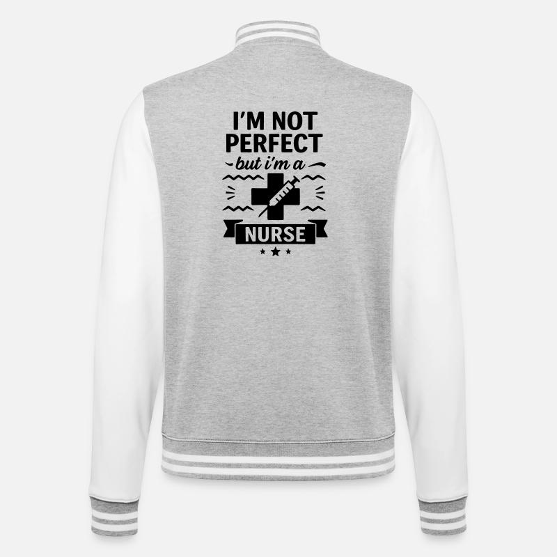 Pas parfaite, mais une excellente infirmière - Veste Teddy - gris chiné / blanc