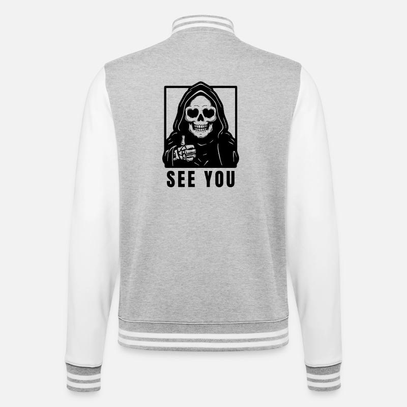 Mort - à bientôt - Veste Teddy - gris chiné / blanc