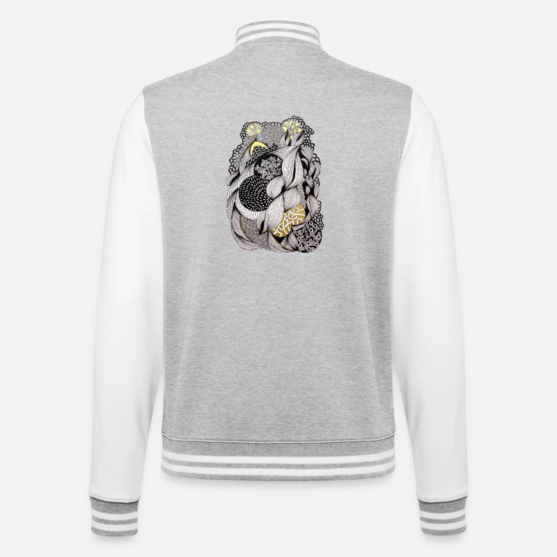 Intertwined Flower Pattern - College Sweat Jacket - heather grey/white