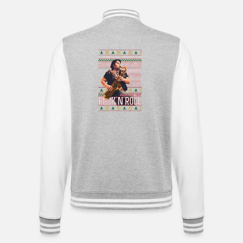 Rockabilly-Weihnachts-Rock'n'Roll-Hässlicher Weihnachtspullover - College-Sweatjacke - Grau meliert/Weiß