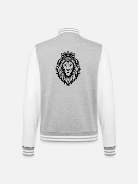 Majestic lion with crown - College Sweat Jacket - heather grey/white