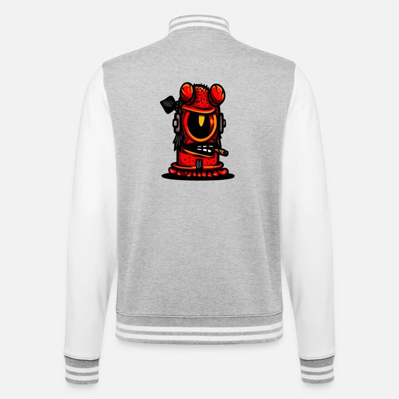 Red Devil Cigar Caricature - College Sweat Jacket - heather grey/white