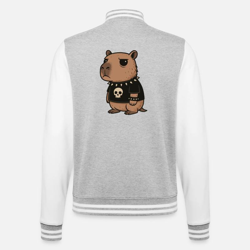 Goth Capybara Drôles Emo Punk Rongeurs - Veste Teddy - gris chiné / blanc