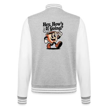 Laufender Kaffeebecher Mascot - College-Sweatjacke - Grau meliert/Weiß - Hinten - Marisol (170cm)
