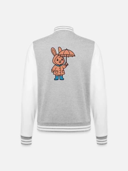 Cute Bunny Raincoat Umbrella - College Sweat Jacket - heather grey/white