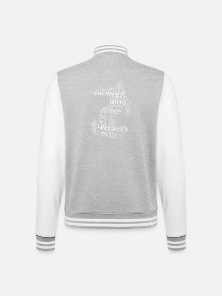 Snowboard illustration for snowboard - College Sweat Jacket - heather grey/white