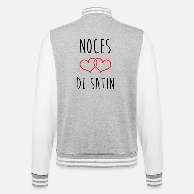 noces de satin 24 ans d'amour - Veste Teddy - gris chiné / blanc