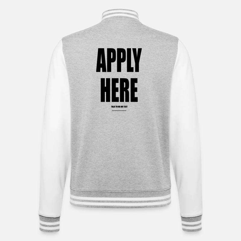 Apply Here – Wear Words - College-Sweatjacke - Grau meliert/Weiß