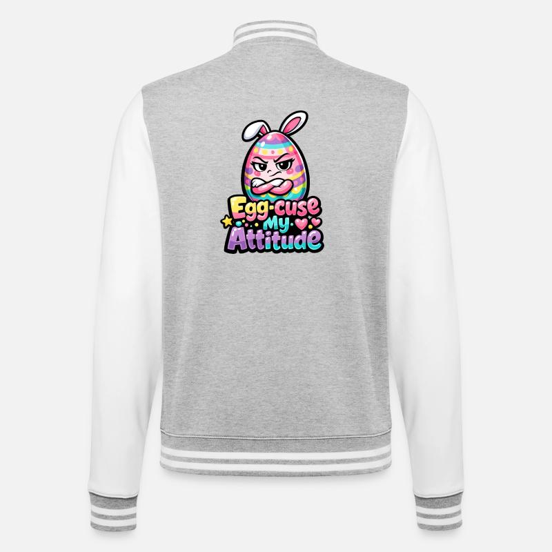 Excuse my Attitude Easter Pun - College Sweat Jacket - heather grey/white