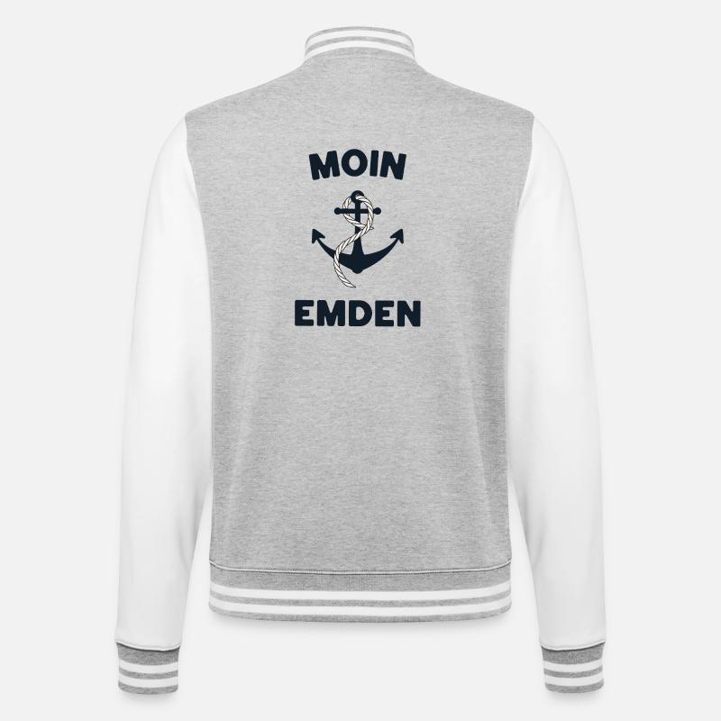 Moin Emden – Maritime Anchor Design - College Sweat Jacket - heather grey/white