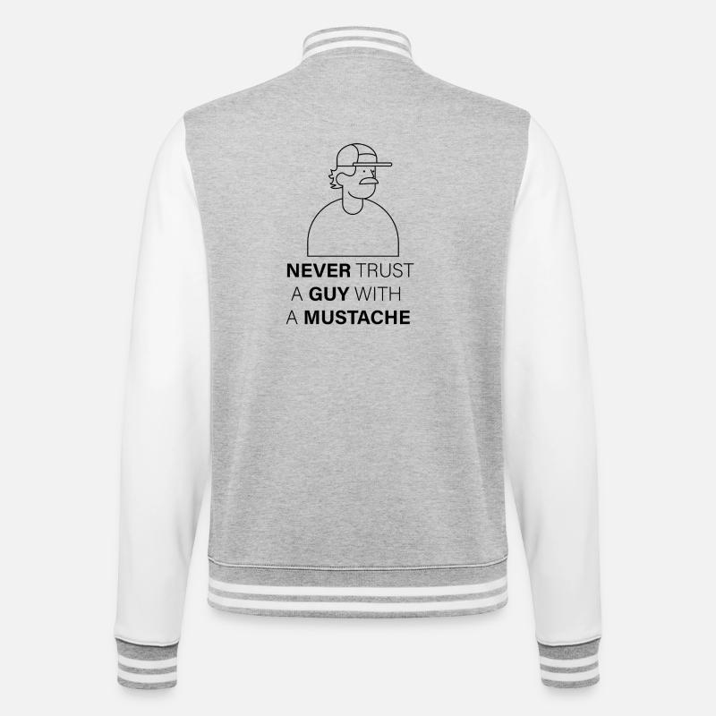 NEVER_TRUST_A_GUY_WITH_A_MUSTACHE - College Sweat Jacket - heather grey/white