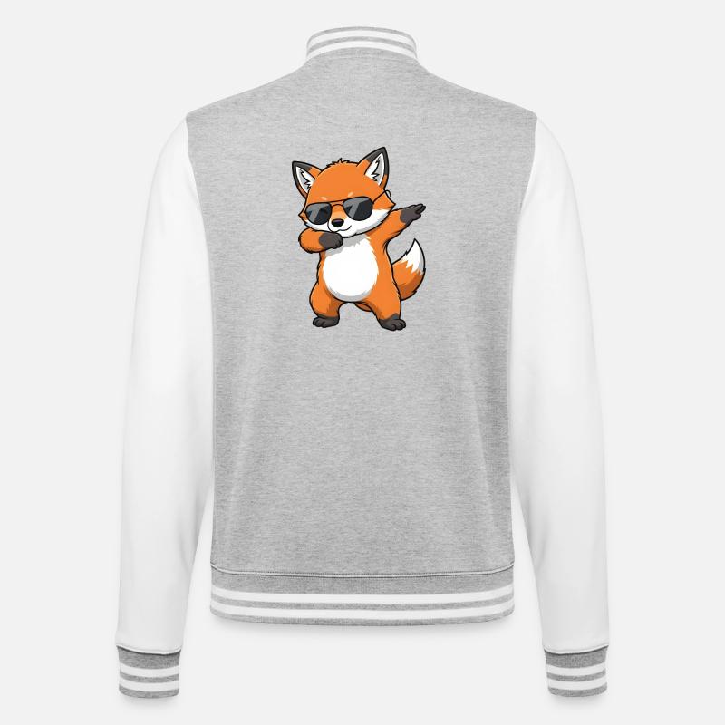 Dabbing Fuchs - College-Sweatjacke - Grau meliert/Weiß