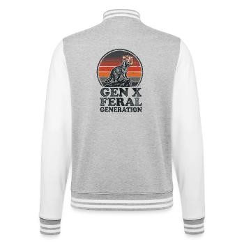 Vintage Raccoon Gen X Feral Generation - College Sweat Jacket - heather grey/white - Back - Marisol (170cm)