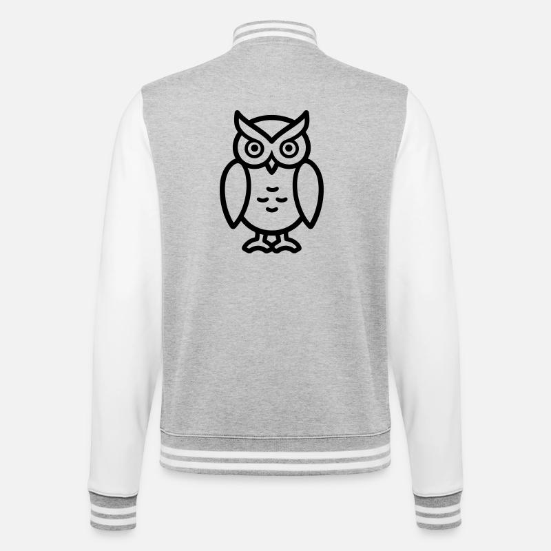 Eule - College-Sweatjacke - Grau meliert/Weiß