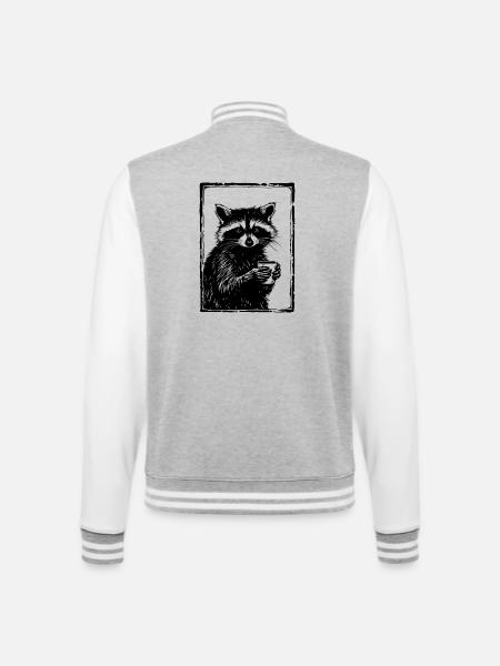 Barista Raccoon - College Sweat Jacket - heather grey/white