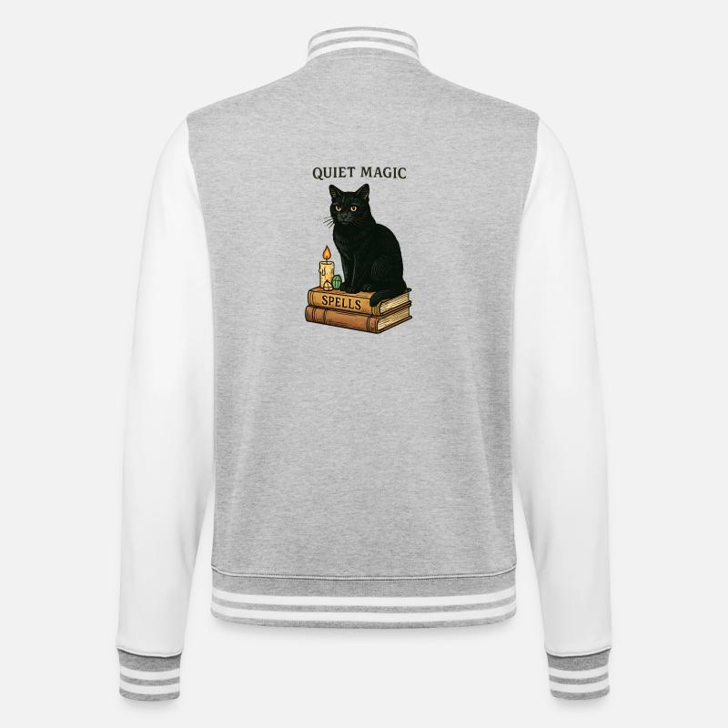 Quiet Magic: Cat Spells - College Sweat Jacket - heather grey/white