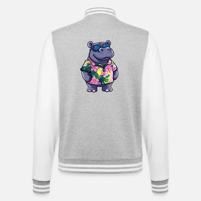 Hippo Comic Vacation - College Sweat Jacket - heather grey/white